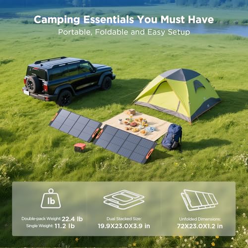 Image of ZOUPW 320W (2x160W) N-Type 16BB Portable Solar Panel,25% High Efficiency Foldable Solar Charger for Jackery 1000 V2 /Anker Solix /Ecoflow /Bluetti,IP67 Waterproof for RV Camping Emergency Power Supply