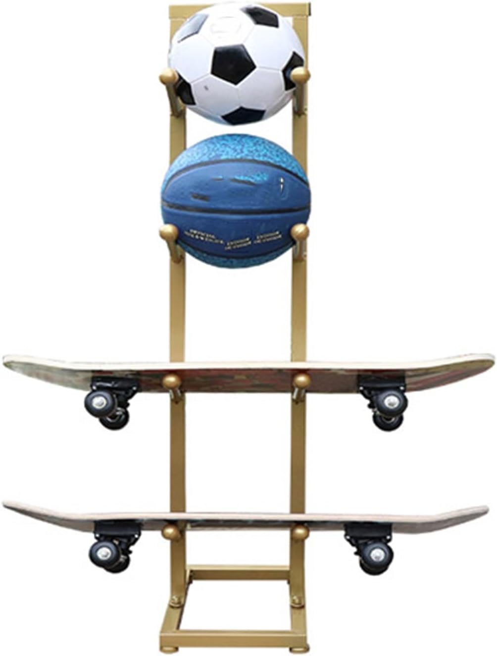 4-Layer Skateboard Rack Floor Stand,Basketball Storage Rack,Holds 4 Skateboards Skateboard Accessories,50kg Load Capacity,for Garage Home School Use