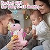 51vswbwev2l - Baby Musical Plush Dino Toy for 0-3-6-12+ Months,Activity Soft with Rattle,Squeaker,Crinkles Sound Paper,Teether & Textures,Infant Dinosaur Tummy Time Toys Gifts for Newborn Toddler Girls (Pink)