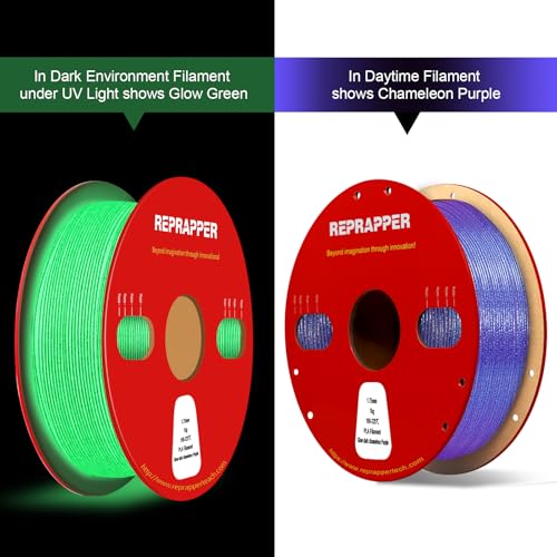 Image of RepRapper Purple Glitter Glow Dark PLA Filament, Chameleon Shiny Color Change 1KG PLA Filament 1.75mm, Gradient Sparkle Colorshift Laser Series 3D Printer Filament for 3D Printer