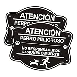 Andchi 2pzs Carteles de Cuidado con los Perros Cartel metálico de advertencia de perro Señalización de pared de aluminio de seguridad, negro, tamaño 196*246mm