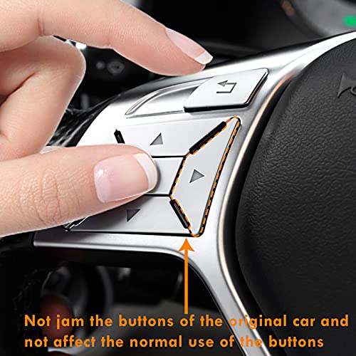 Image of Moonlinks Steering Wheel Button Sticker Compatible with Mercede A B C Class | For E M G SL GL GLA CLA GLK SLK GLS Class Steering Wheel Button Trim Cover Sticker Inner Accessories(12PCS,Chrome-Square)