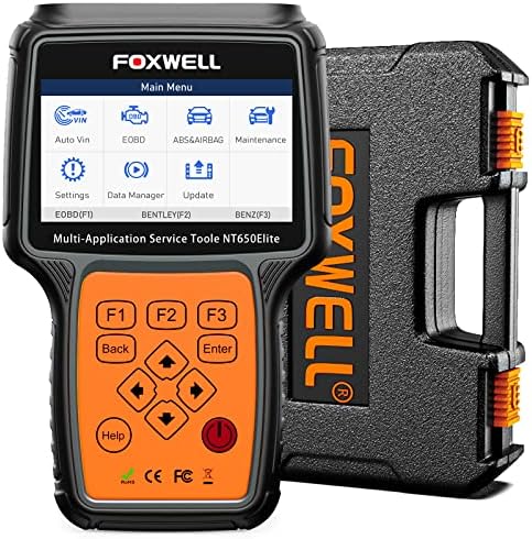 FOXWELL NT650 Elite Car Engine ABS SRS OBD2 Diagnostic Code Reader Scanner with Bi Direcation Test and 26 Service Reset Oil/EPB/SAS/TPMS/BRT/TPS/CVT/Turbo/ABS Bleeding/Gear/Transmission Adaptation