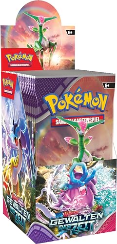 Pokémon-Sammelkartenspiel: Boosterpack-Display-Box Karmesin & Purpur – Gewalten der Zeit (18 Boosterpacks)