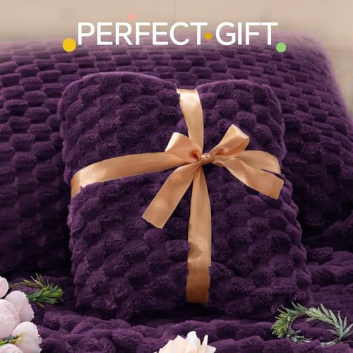 Image of BEDELITE Fluffy King Size Comforter Set - Purple Fleece Soft Comforter for King Size Bed, Luxury Warm Bedding Set for Winter, Fuzzy Bed Set 3 Pieces (1 Comforter, 2 Pillowcases)