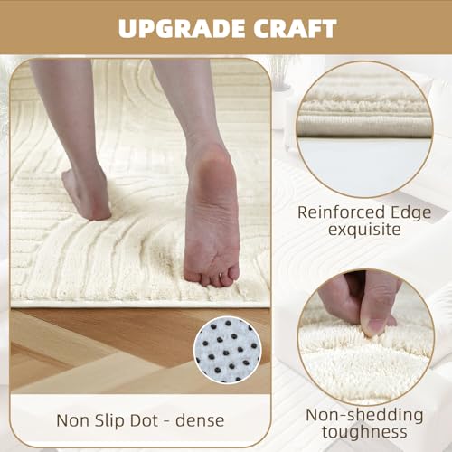 Tapete decorativo beige 8x10 pies lavable antideslizante miniatura 2
