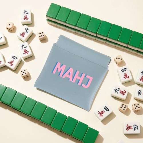 Bolsa para dados Mahjong, 3.9x4.1 pulg, cuero PU azul claro miniatura 7