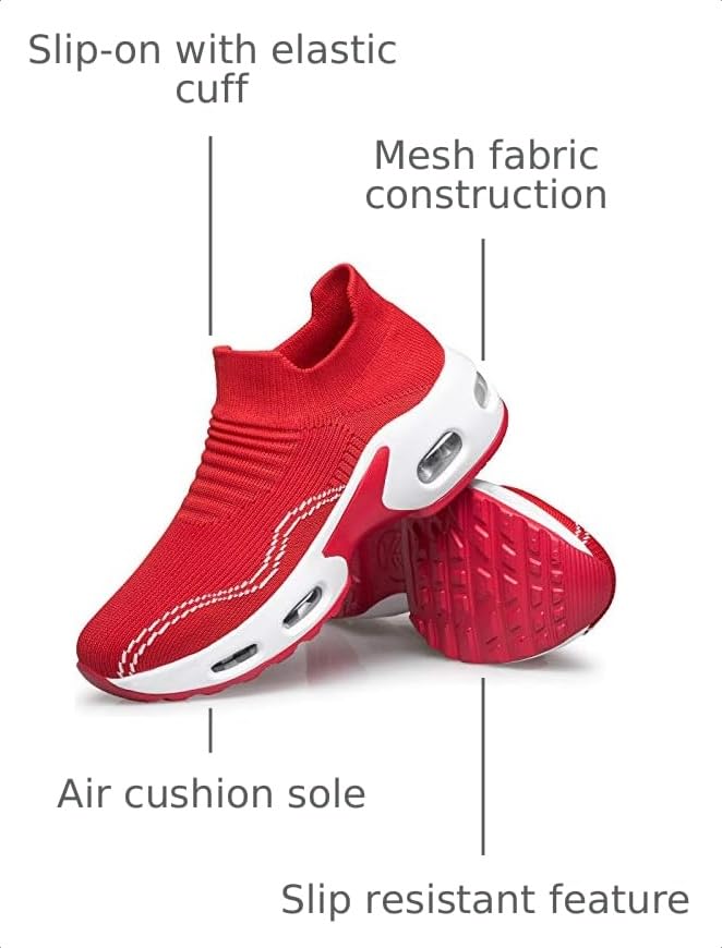 Image of DOUSSPRT Womens Walking Shoes Slip on Sock Air Cushion Sneakers | Non Slip Comfortable Fashion Casual Platform Breathable Lady Nurse Work Tenis Standing