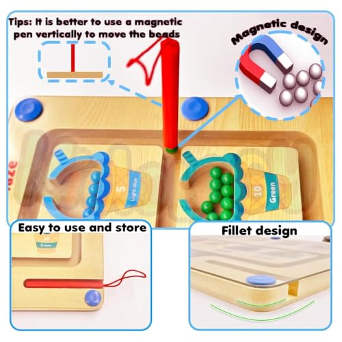Image of Fun4You Wooden Ice Cream Colour and Number Learning Board, Montessori Magnetic Educational Toy for Kids, Age 3+