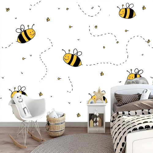 Papier Peint Intissé Panoramique Abeille pour Customiser un Mur Blanc - 3