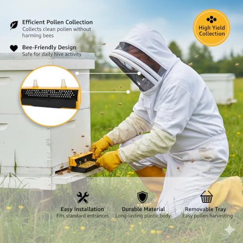 Image of ANP BEE Honey Bee Pollen Trap for Beehive, Pollen Collector with Removable Drawer, Beekeeping Equipment for Easy Pollen Harvesting, Bee Hive Pollen Trap Tool for Apiary Use (Pack of 2)