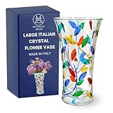 Large Flower Vase, Hand Painted Tree of Life Pattern - Made in Italy
