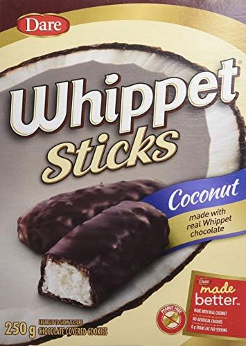 Dare, Whippet Sticks, Chocolate covered Coconut Sticks, 250g/8.8oz, 1ct, Imported from Canada