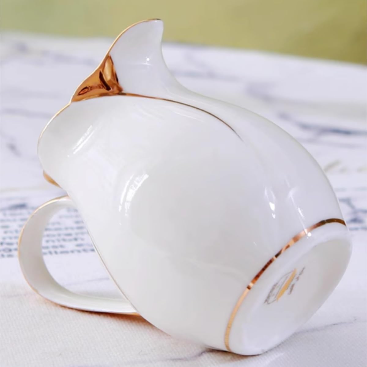 MRKU Pot à Lait, saucière, Tasse à Eau, pichet, crémier, Distributeur de café, sucrier, Lot de 2, Style européen, en céramique, Motif Tournesol doré Peint