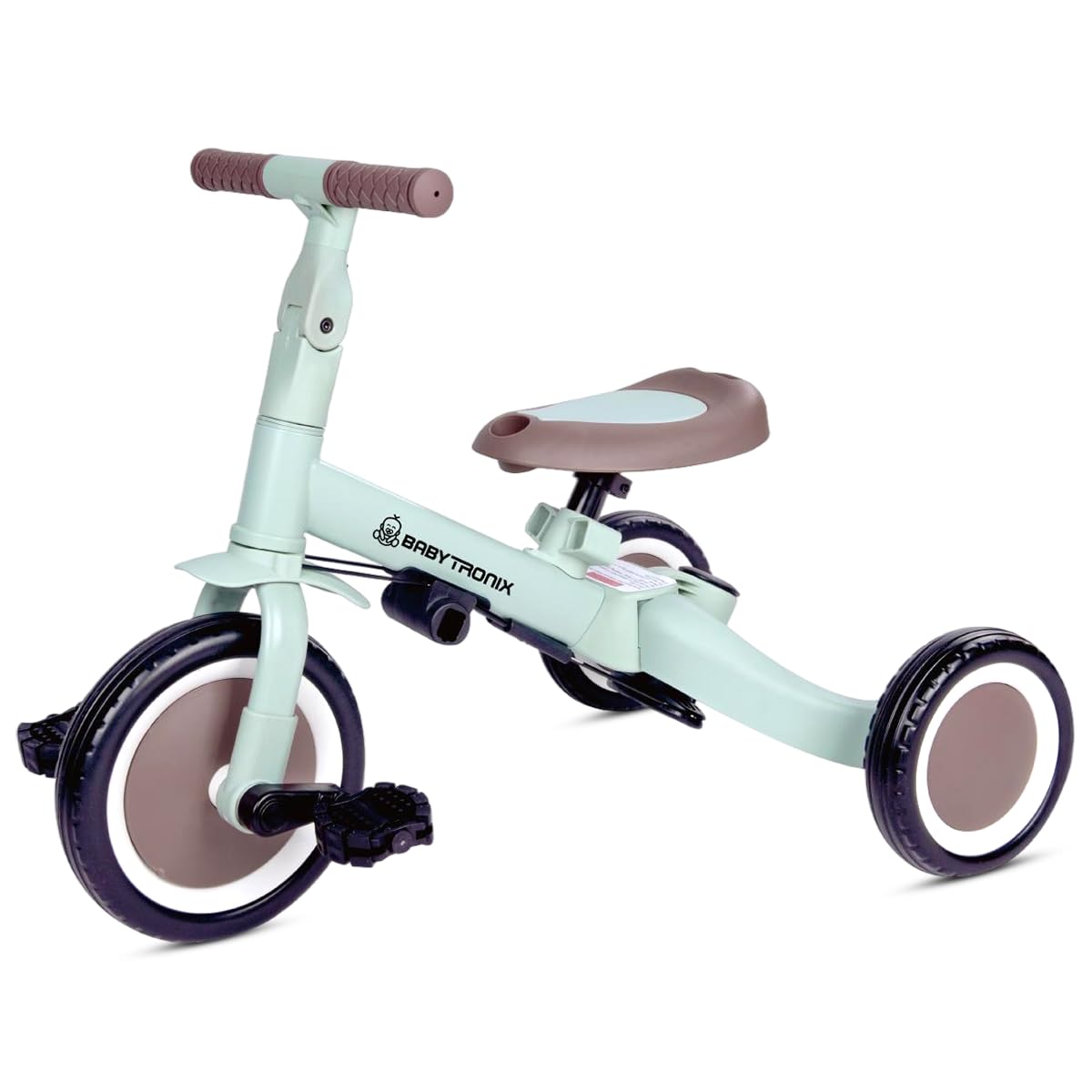 BabyTronix 5-in-1 Toddler Tricycle & Balance Bike, Baby Walker, Parent Push-Handle, Independent Pedalling, Adjustable Ergonomic Seat, Safe Indoor & Outdoor Ride for 10 Months–4 Years