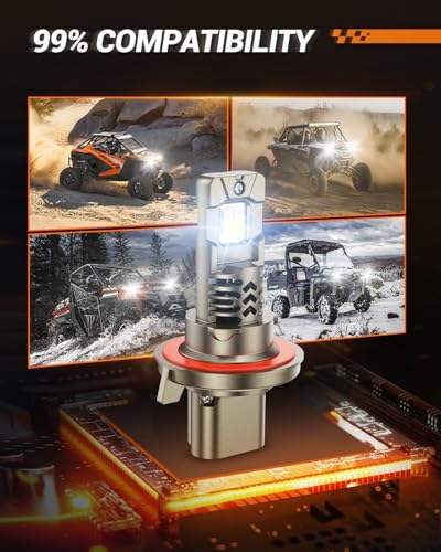 Image of SEALIGHT H13 /9008 LED Light Bulbs Hi /Low Beam, 10X Super Brighter, 1:1 Halogen Size, 6500K Cool White, 70,000Hrs Long Service Life with Cooling Fan, Plug and Play, Pack of 2