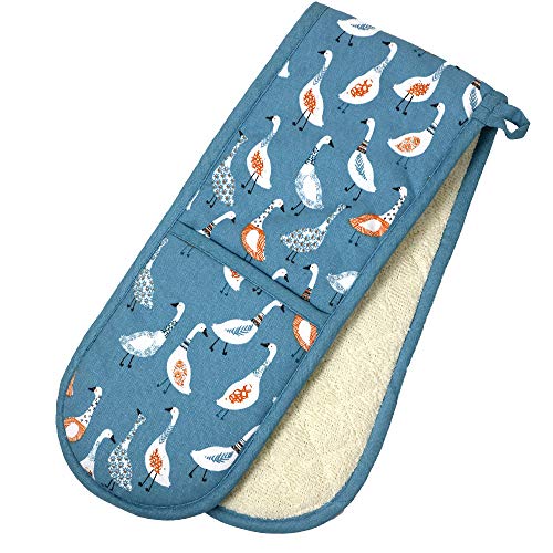 Dexam Double Oven Glove, Cotton, Teal, 34 x 18cm