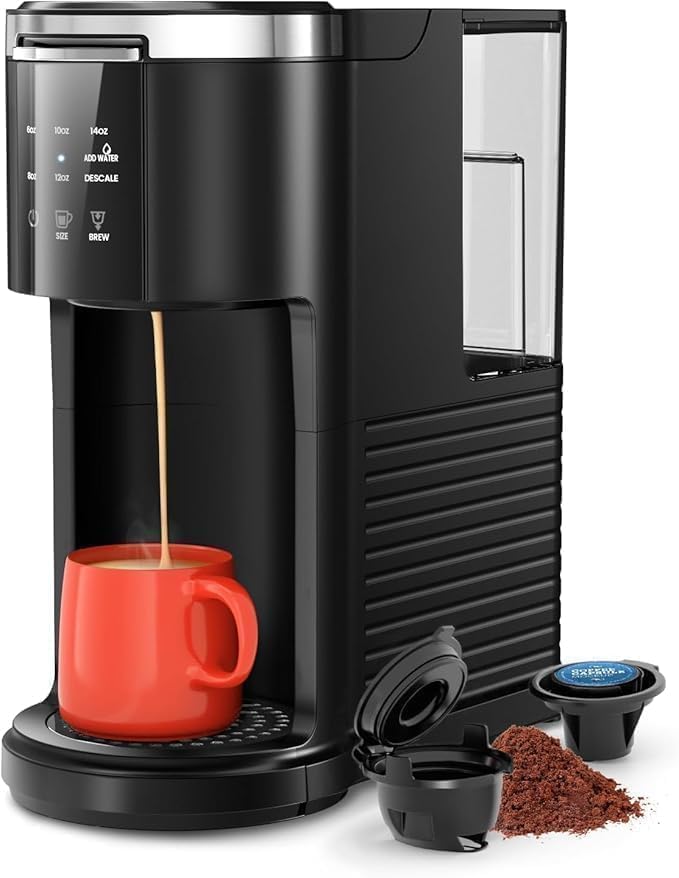 Image of Kismile Single Serve Coffee Maker, 2-in-1 Coffee Pod & Ground Brewer