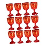 Mikikit Copas de Vino Chinas Rojas para Bodas 40 Ml 12 Unidades Vasos de Plástico para Licores Festivos Tradicionales para Recepciones y Celebraciones Familiares