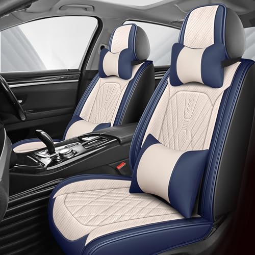 に適用 三菱 エクリプスクロスPHEV GL3W型 令和2年12月-現行 車用シートカバー シートクッション カーシートカバー 全包?設計 防水 汚れ防止 滑り止め取り付け簡単 プロテクター シート保護 四季対応 カー用品 内装パーツ(青と白,枕付き)