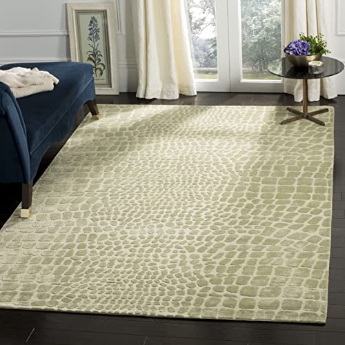 Martha Stewart x SAFAVIEH Area Rug Collection - 5'6" x 8'6", Hanging Moss, Handmade Silk & Wool, Ideal for Living Room, Bedroom, Office, Dining Space (MSR5212E)