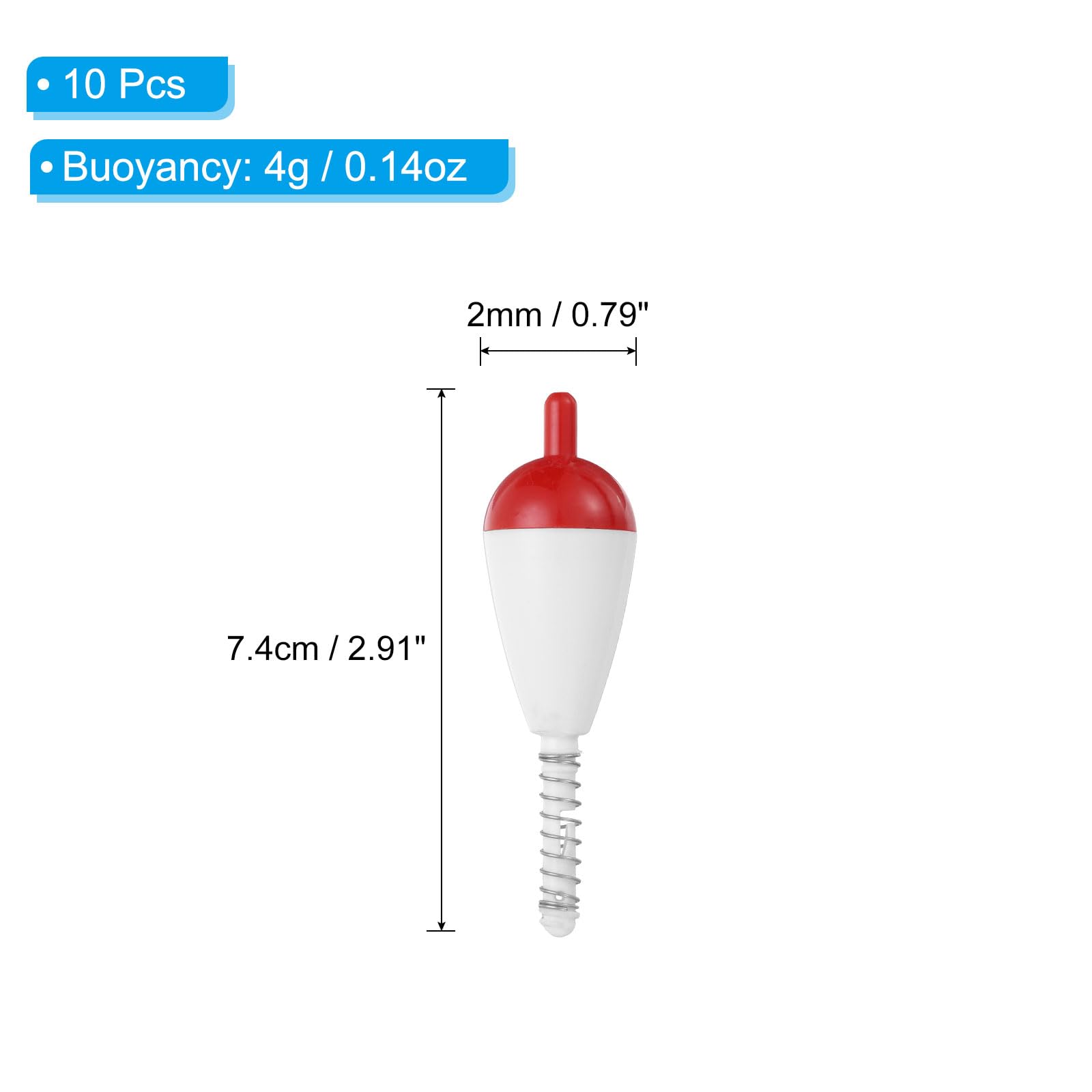 PATIKIL Fishing Float Bobbers, 10 Pack Hard ABS Oval Stick Spring Slip Bobber for Crappie Trout Bass Fishing Red - Image 2