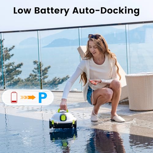 EVERCROSS BOT Y10 Poolroboter, Poolroboter Akku für die Bodenreinigung, 100 Min Batterielaufzeit, für Pools bis zu 120㎡, Automatische Poolsauger mit Selbsteinparkfunktion 180 μm Filter (Weiß) – Bild 5