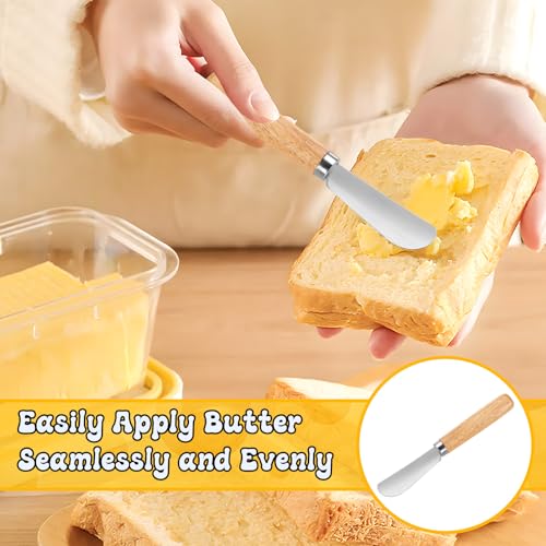 GHVACZS Butter Knife Set of 3, Butter Spreader with Wood Handler, Stainless Steel Spreading Knife, Cheese Spreaders for Smooth Spreading Butter, Cream, Jam, 5/6/7 Inches - Image 4