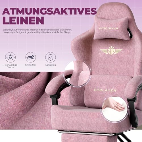 GTPLAYER Gaming Stuhl, Atmungsaktiver Bürostuhl, bürostuhl ergonomisch, Hochwertiger - Stoff, Ergonomischer PC Stuhl… – Ansicht 4