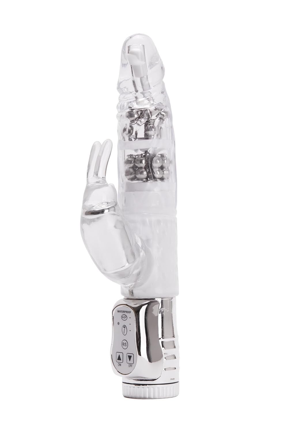 Ann Summers,Vibratore Rampant Rabbit Vibrator, quello rotante con perline da massaggio e vibratore a punta curva, funzionamento a batteria,Trasparente