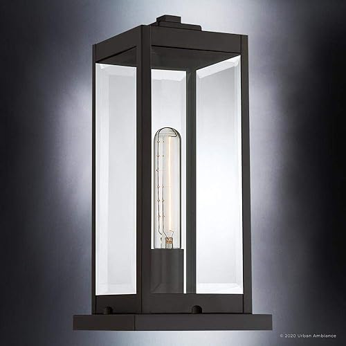 Miniatura 6 de Urban Ambiance Lujo y moderno poste para exteriores, luz de muelle, tamaño mediano: 16 pulgadas de alto x 7.5 pulgadas de ancho, con elementos de