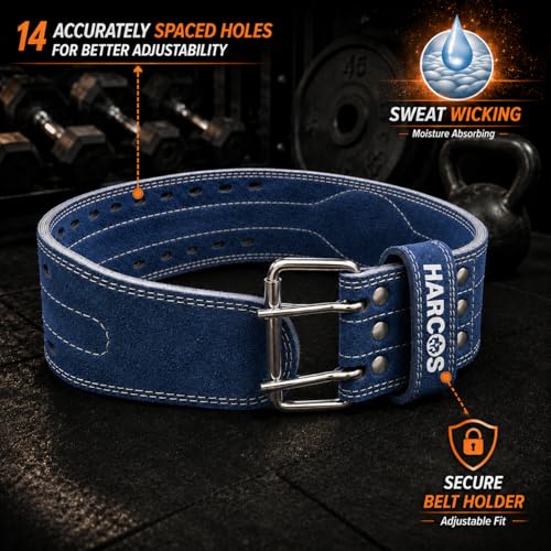 Image of Harcos Genuine Leather Unbreakble, non tearable 8mm Heavy Gym Belt for Men & Women Workout Deadlift Belt for Gym Suede Powerlifting Weight Lifting for Heavy Workout gym belt (Gray, Large)