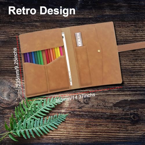 Image of YCOSAN Leather Pencil Case, A5 Notebook Cover Suitable Gifts for Writers and Artists (Brown)