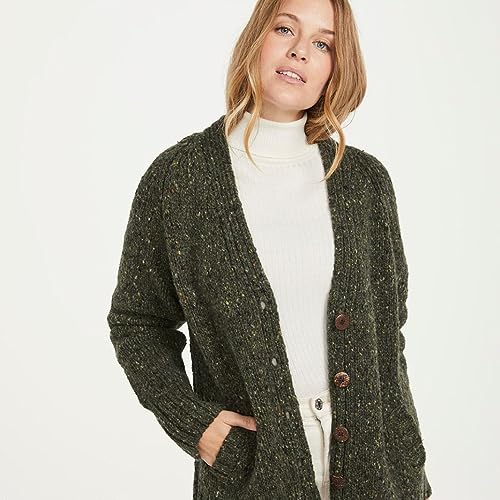 Ladies Irish Shetland Wool V-Neck Cardigan, 5 Buttons, 2 Pockets, Multiple Colors3