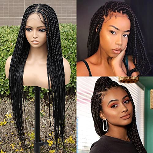 Kraler 36" Full Lace Braided Wigs For Black Women Knotless Box Braid Wig Lace Front Wigs Square Based Pre Plucked With Baby Hair #TOP6