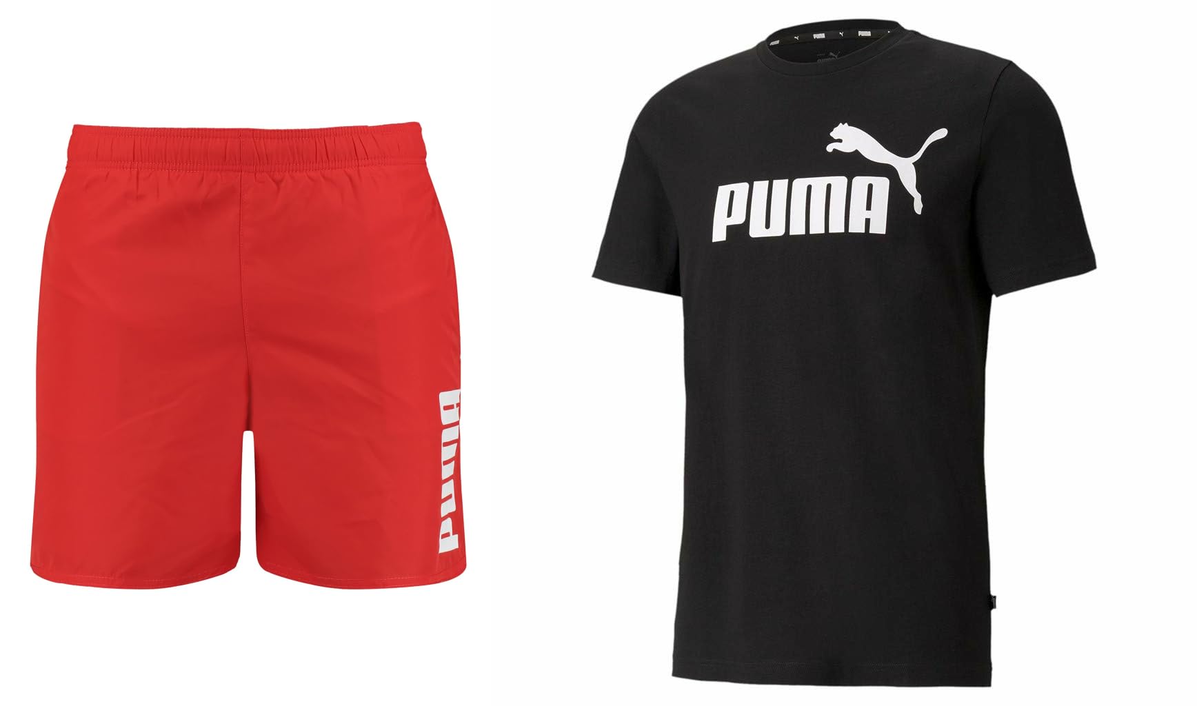 PUMA Traje de baño Rojo XL + Camiseta Negro M