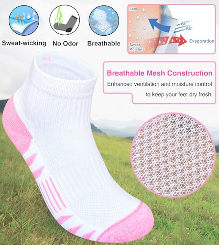 Womens Ankle Anti-blister Thick Cushioned Cotton Wicking Hiking Athletic Running Socks 5 Pairs4