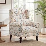 TPHORK Floral Wingback Accent Chair, Tufted Botanical Print Armchair