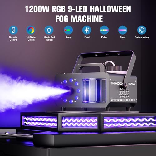 Machine à brouillard 1200W télécommandée pour éclairage de scène et soirée DJ - 2