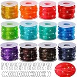 Glitter Lanyard String, Acrsikr Gimp Making Kit Plastic Lacing Cord Strings Supplies Craft 12 Rolls