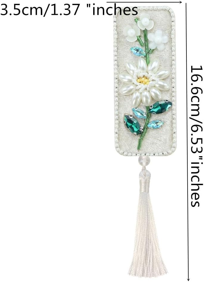 Handmade Floral Beaded Bookmark with Tassels Flower for Unique Book Reading Lovers Sewing Clothes Waist Ornament (Mix 5pieces)