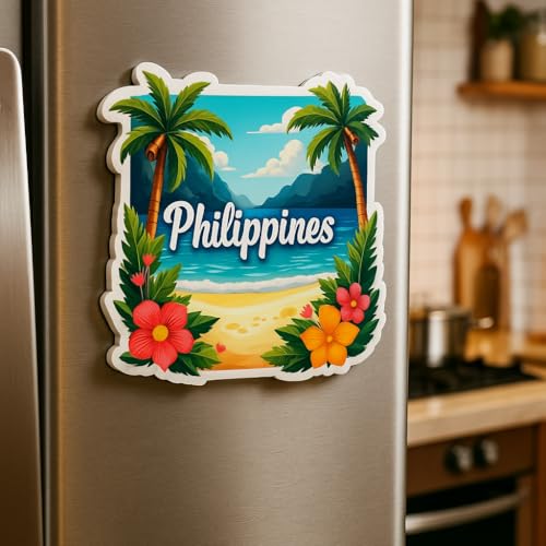 Image of Naxon Philippines Country Theme Souvenir Wooden Refrigerator Stylish Fridge Magnet - Fridge Decoration Magnet for Kitchen & Home Decor | Perfect Souvenir Gift | Size 3x3 Inches | Pack of 1