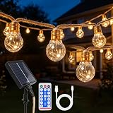 RICKMASK Guirnaldas Luces Exterior Solar, 16 LED 8M Guirnalda Luces Solares con Función de Memoria, 8 Modos IP65 Impermeable, Luz Solar LED para Jardín Terraza Balcón Boda Fiesta