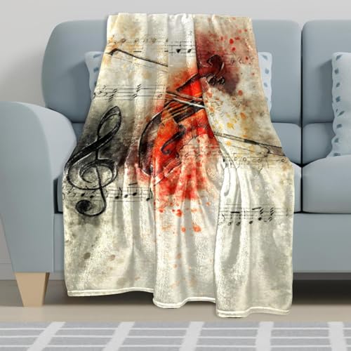 Couverture polaire violon 150x200cm jeté de canapé microfibre rétro