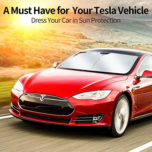 Osłona przeciwsłoneczna zaprojektowana dla Tesla Model 3 Y, przednia szyba, dwuwarstwowa tkanina blokująca światło, składana osłona przeciwsłoneczna z torbą do przechowywania, akcesoria do Tesli