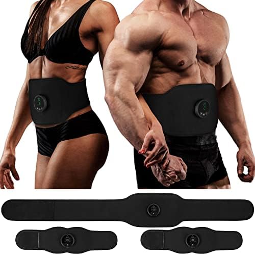 solumry ABS Stimulator - Ab Machine, Muscle Stimulator, Abdominal Toning Belt Workout Portable Ab Stimulator, Home Office Fitness Workout Equipment for Abdomen(3 Packs) Black
