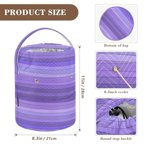 Image of Tatenale Crochet Bag Yarn Bag Knitting Project Bag with Pockets and Handle Portable Yarn Storage Organizer Tangle Free 8.3x11 InchPurple Stripes12
