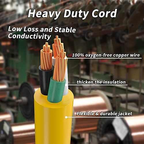 Plugsaf 100Ft 12/3 Gauge Outdoor Extension Cord Waterproof With Lighted Indicator,12 Gauge Sjtw Heavy Duty 15Amp 1875W,3 Prong Cords Flexible 100% Copper Yellow Etl Listed thumb #2