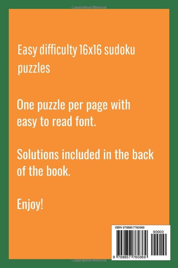 Vista 2 de Easy 16x16 Sudoku Puzzles Easy Difficulty Sudoku Puzzles