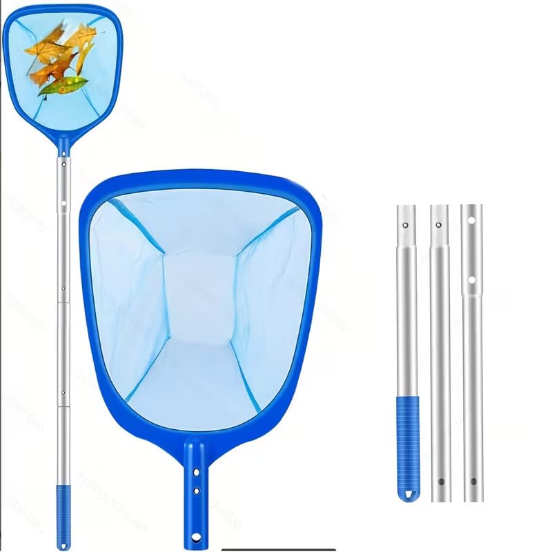 KRLZ Pool Mesh Skimmer Net with Adjustable Aluminum Pole, Fine Leaf Skimmer for Above Ground & Inground Pools, Hot Tub, Spa & Pond, Pool Cleaner for Leaves, Bugs and Debris Easily Catches Leaves-picture-15